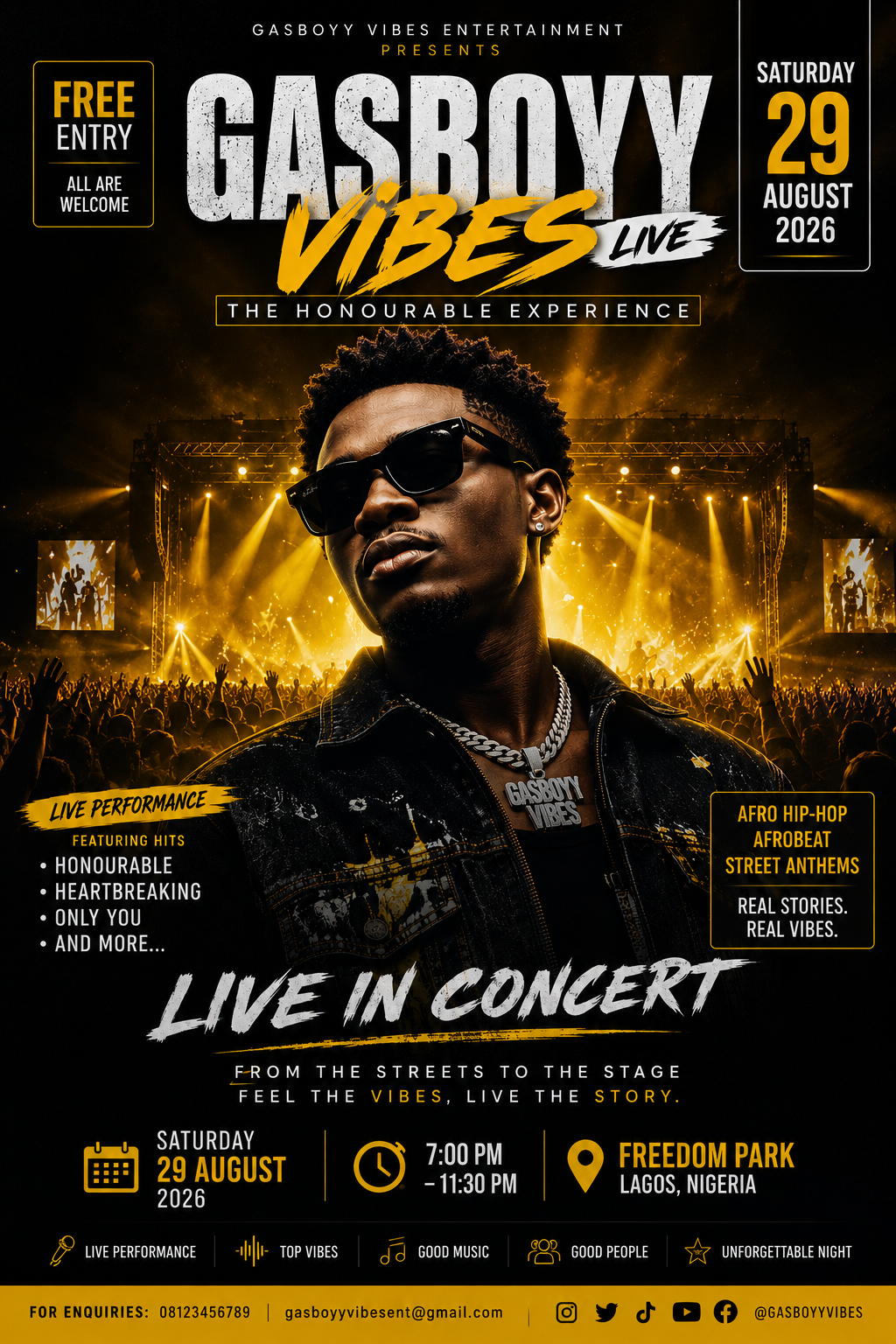 Gasboyy Vibes Live in Concert – The Honourable Experience Flyer