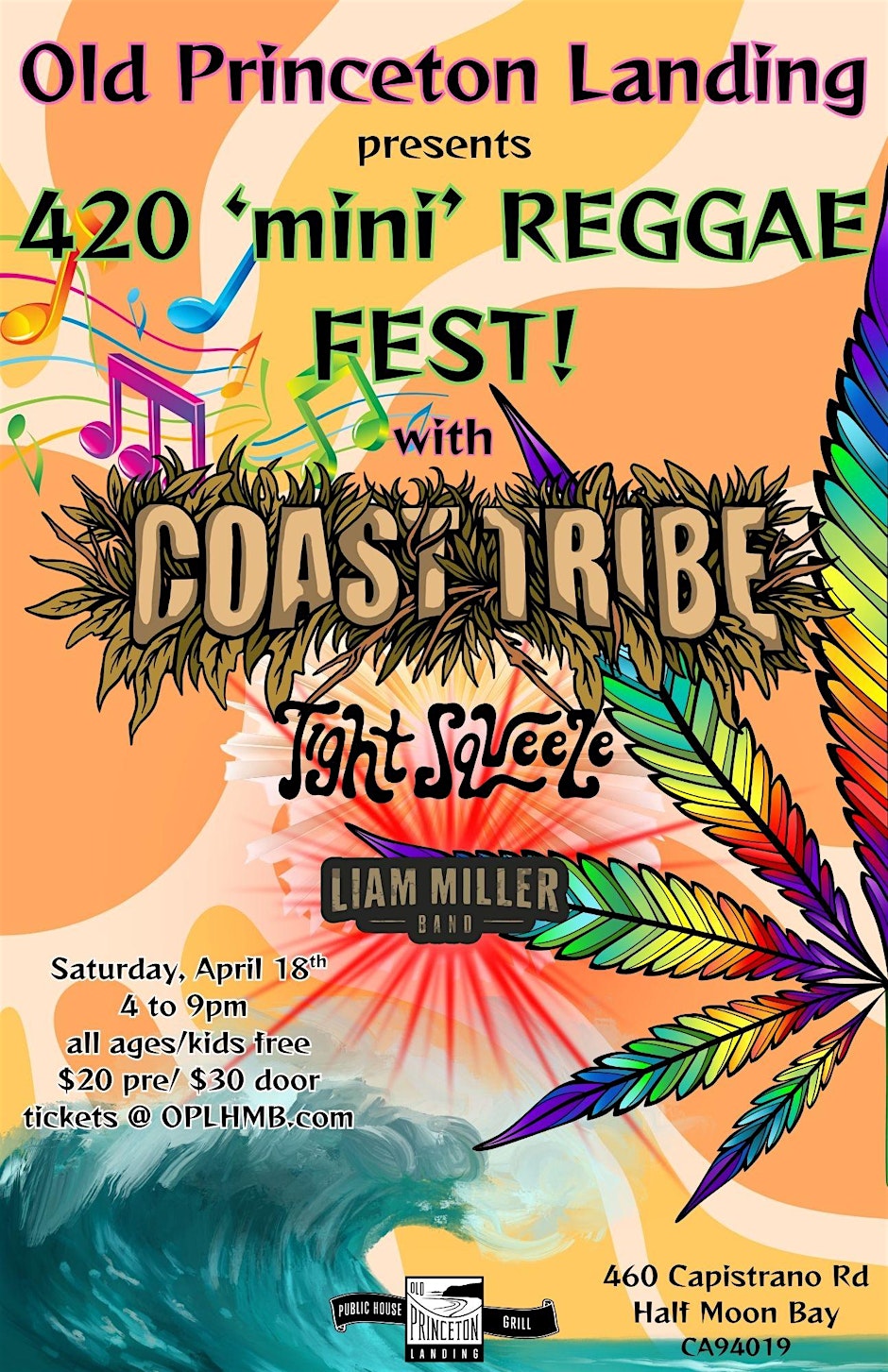 420 mini Reggae Fest with Coasttribe, Tight Squeeze and Liam Miller Band