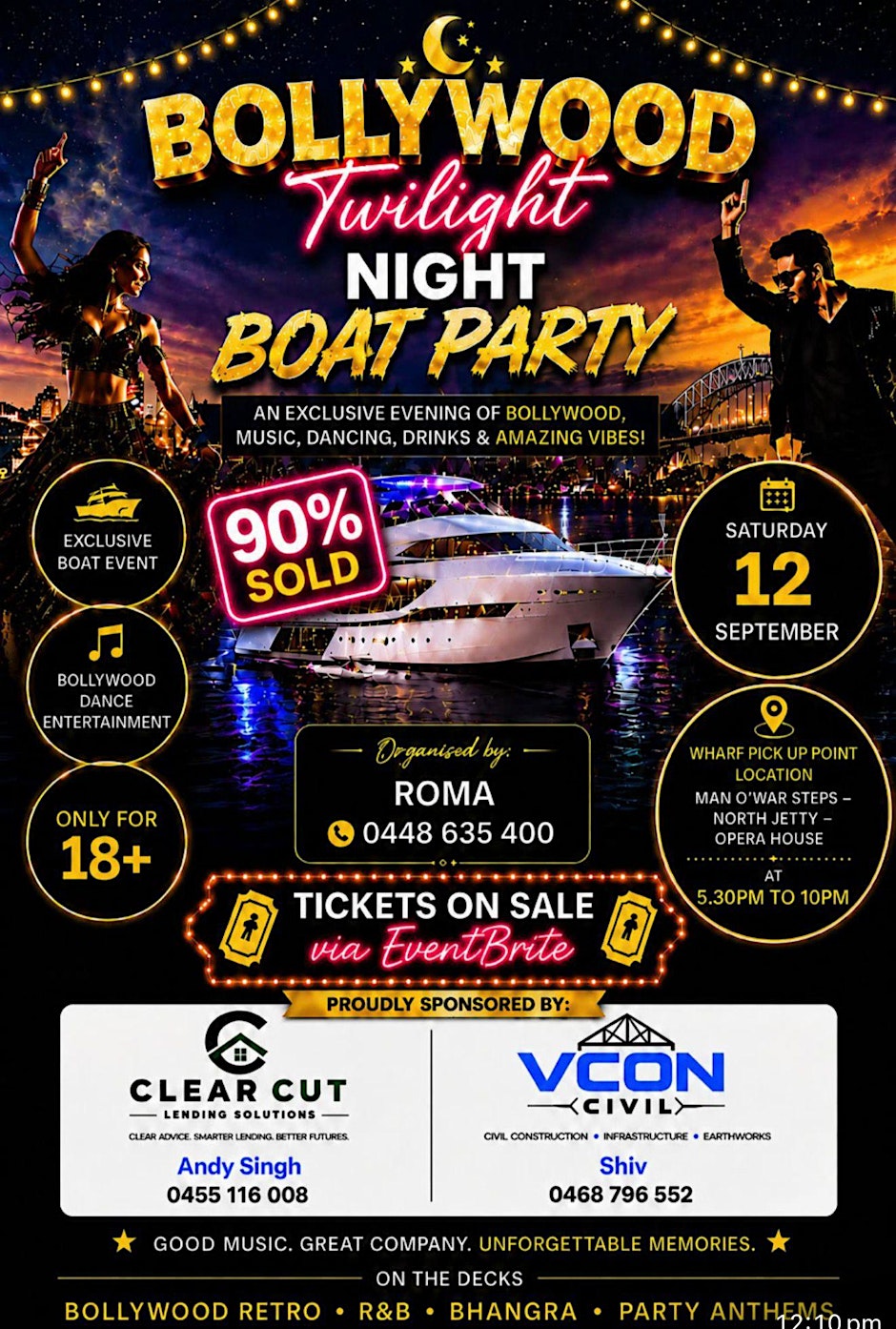 90% Sold Bollywood Twilight Night Boat Party ✨