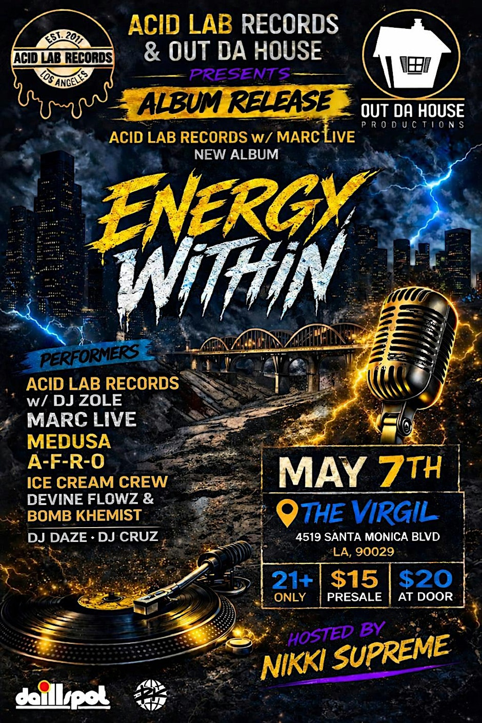 Acid Lab Records with Marc Live (Album Release) show LIVE at The Virgil