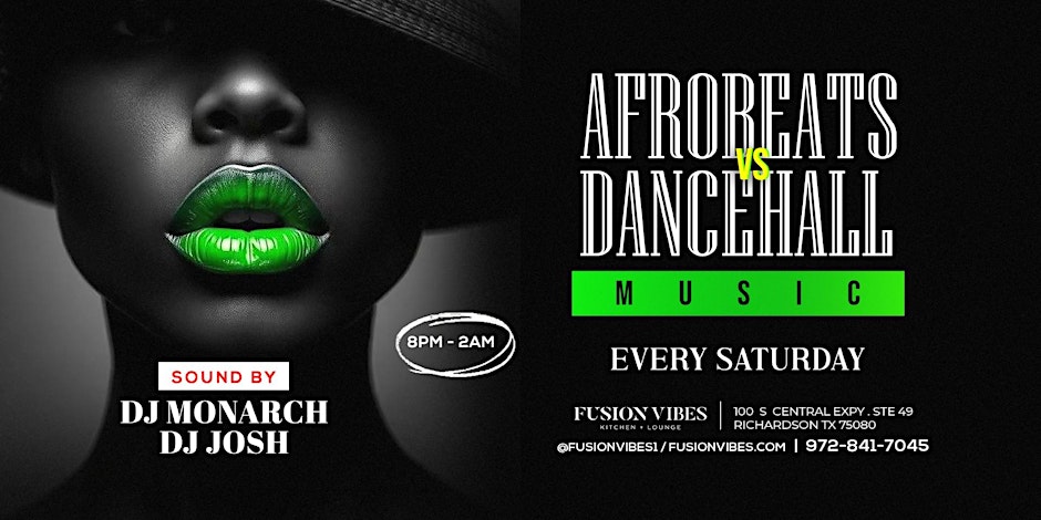 ***Afrobeats + Dancehall Music Every Saturday's***