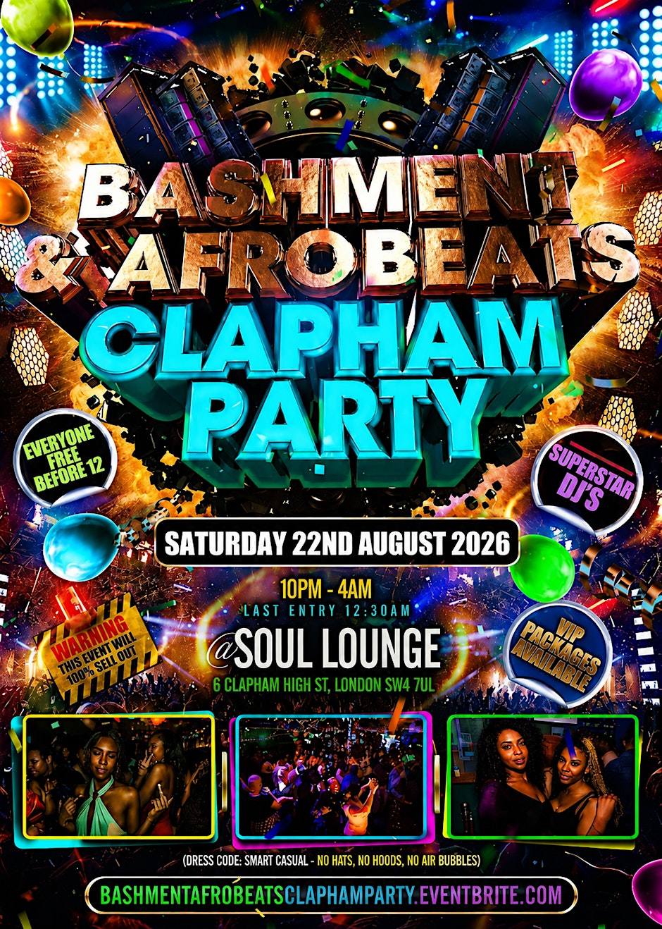 Bashment & Afrobeats Clapham Party - Everyone Free Before 12AM
