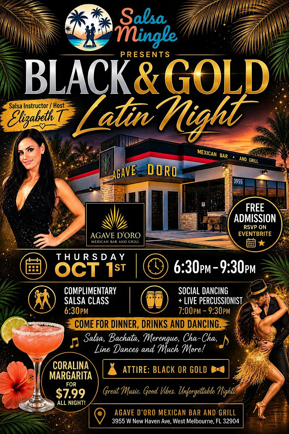 ✨ BLACK & GOLD LATIN NIGHT at Agave D’Oro! ✨