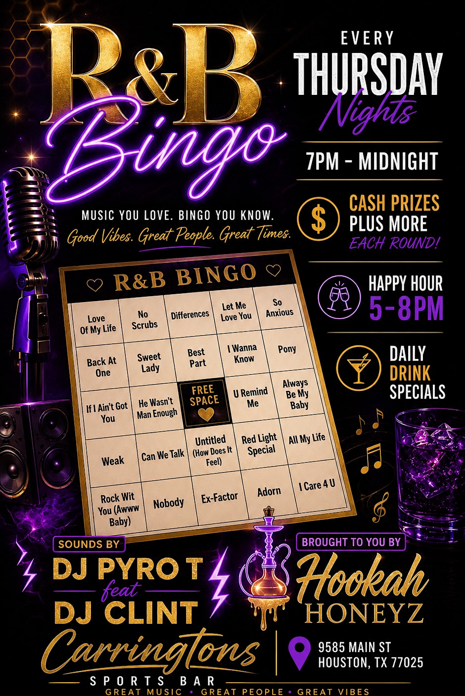 Carrington’s Trap/R&B Bingo