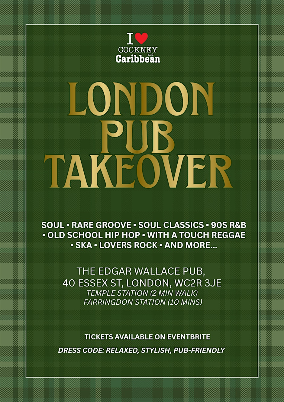 Cockney and Caribbean | London Pub Takeover | Edgar Wallace Pub 21st Nov