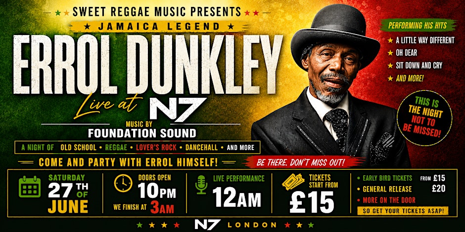 ERROL DUNKLEY live at N7 London - Sweet Reggae Music!