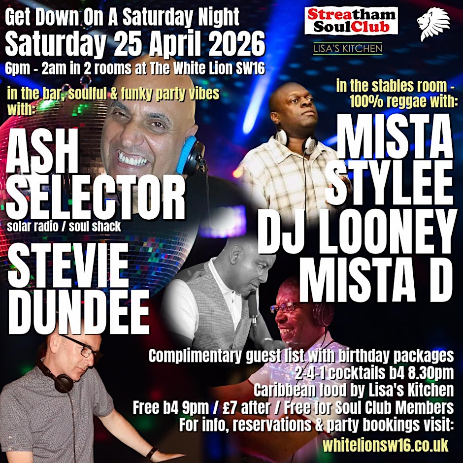 Get Down On A Saturday Night - 5 DJ's, 2 rooms of music