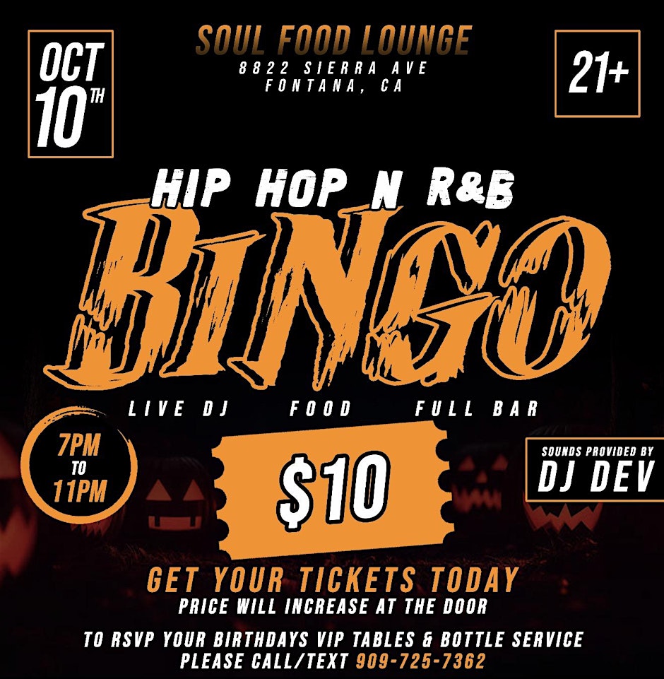 Hip Hop and RNB Bingo