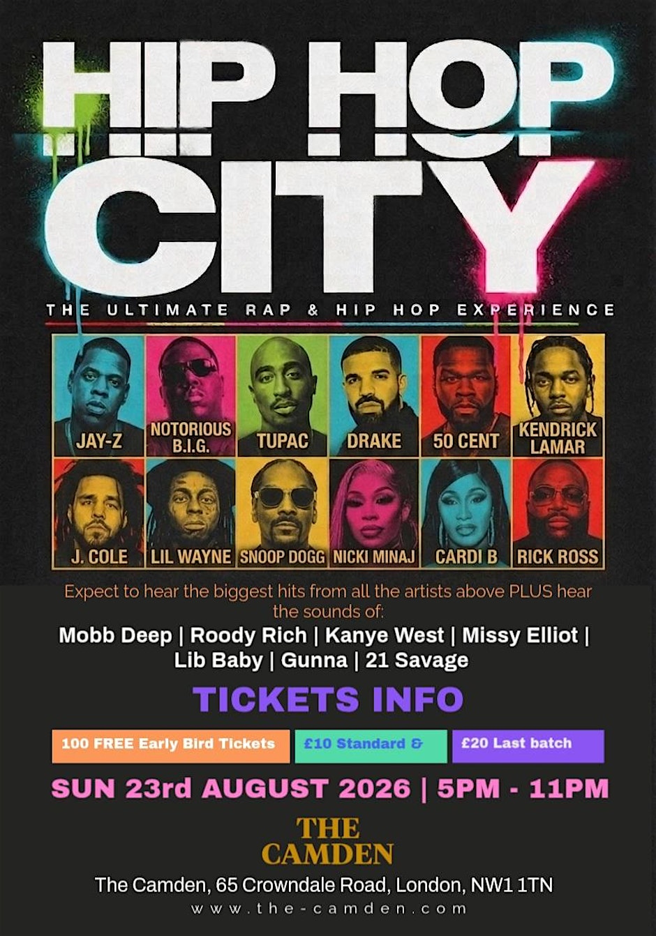 Hip Hop City London 2026 – The Ultimate Rap & Hip Hop Night at The Camden