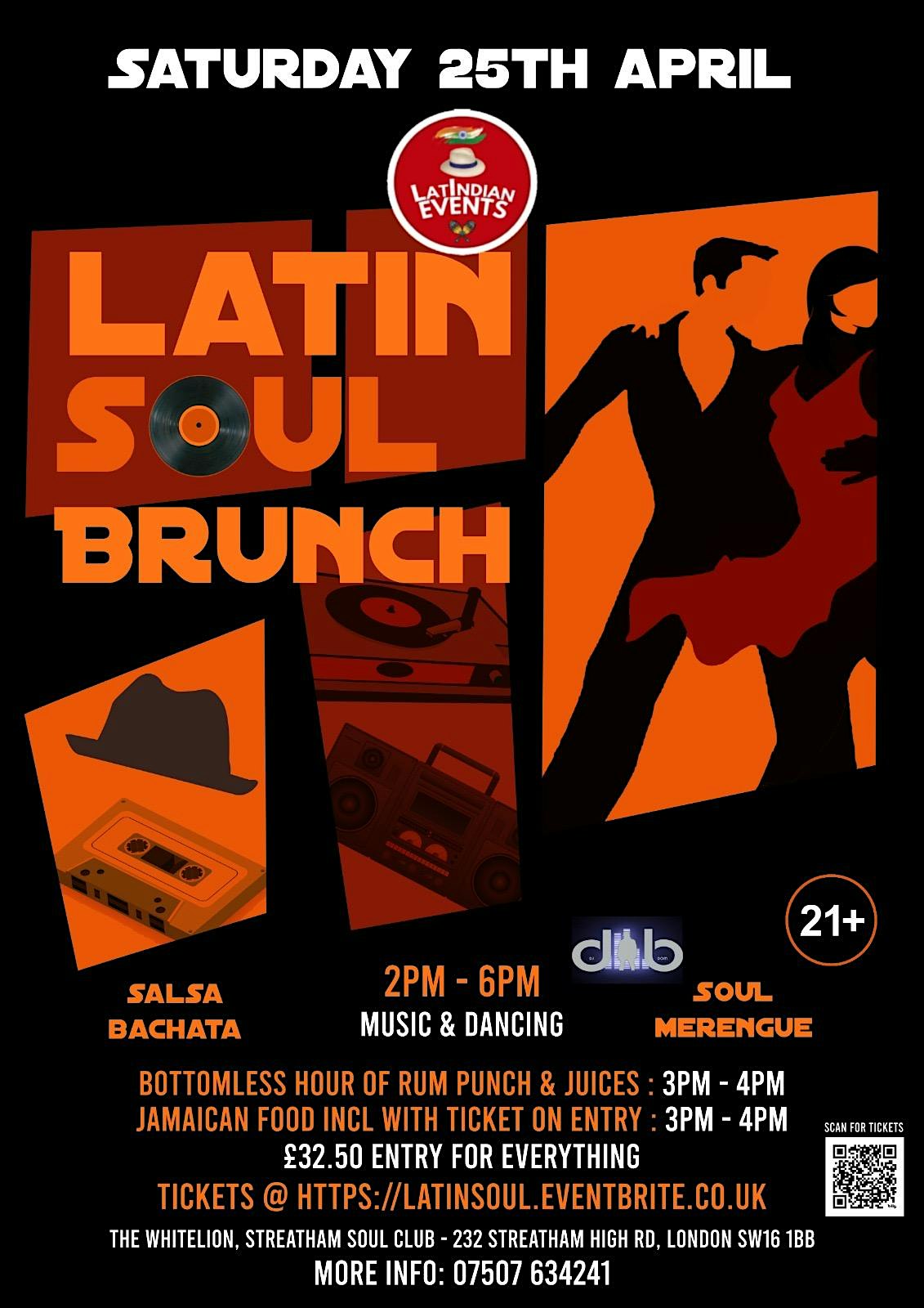 Latin Soul Brunch with 1 hour Bottomless Rum Punch & Food in ticket price