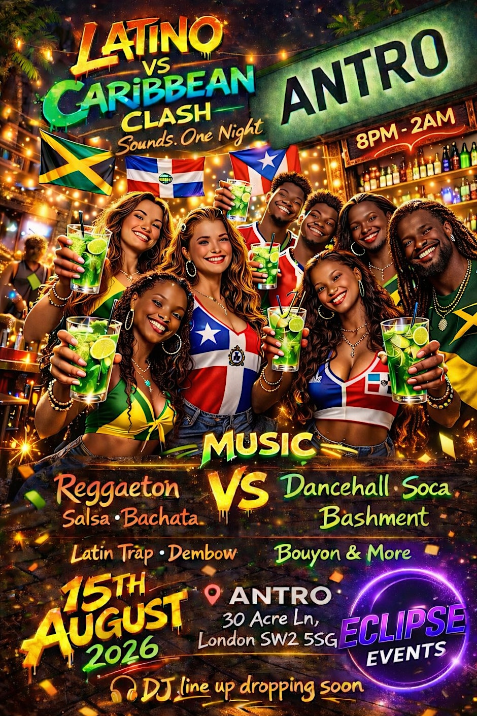 LATINO VS CARIBBEAN CLASH - JERSEY PARTY