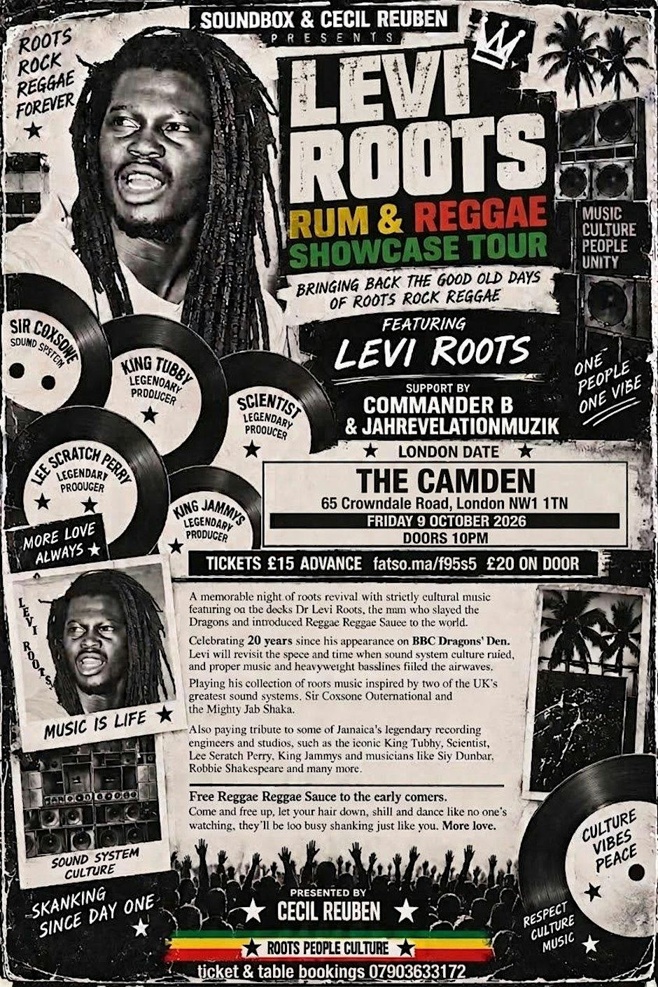 Levi Roots Live at The Camden | Roots Reggae Night London