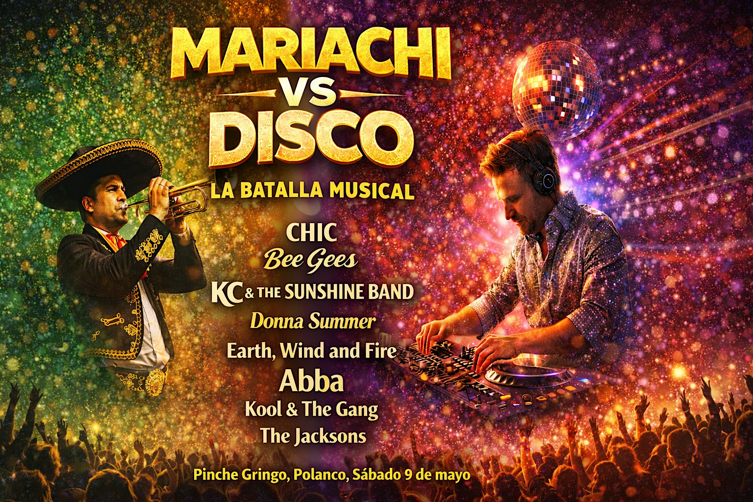 Mariachi vs Disco: La Batalla Musical- Sábado 9 de mayo