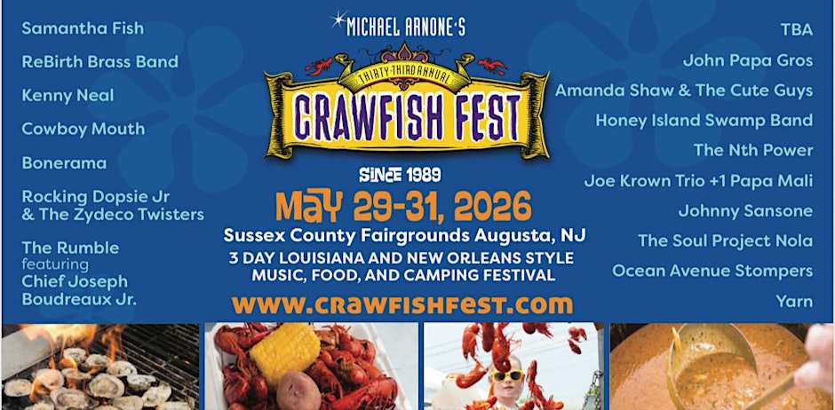 Michael Arnone’s Crawfish Fest. Tickets are now live.  Add on Jambalaya Mix