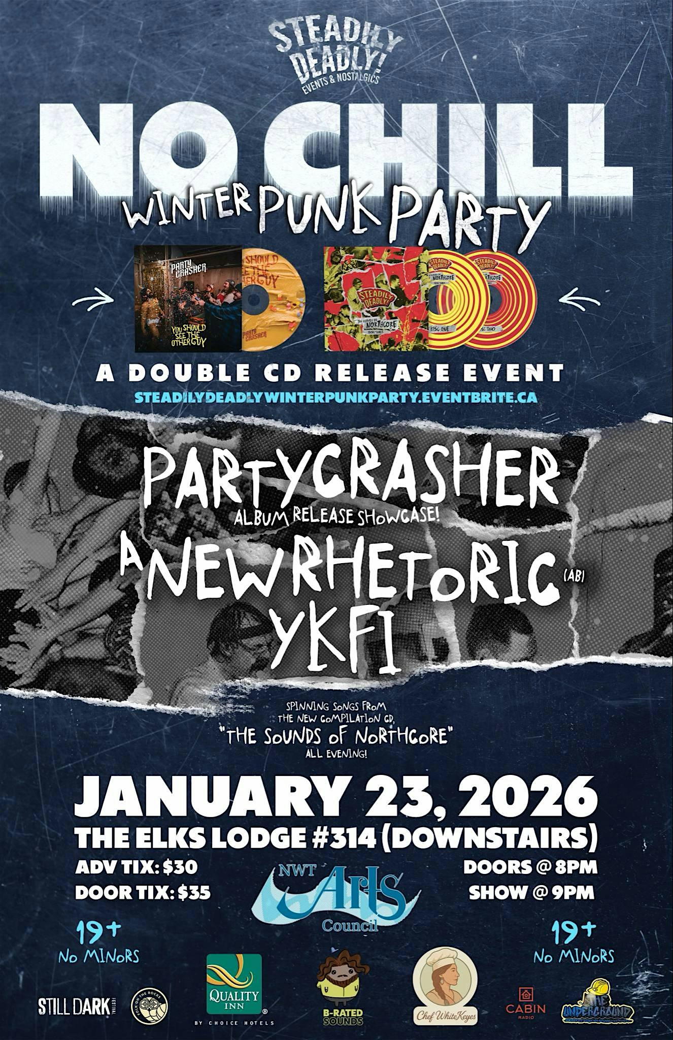 NO CHILL Winter Punk Party - Double CD Release Show Flyer