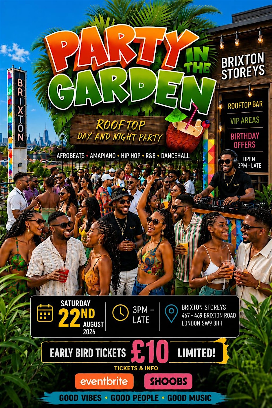 PARTY IN THE GARDEN ROOFTOP DAY & NIGHT PARTY 22ND AUGUST 2026