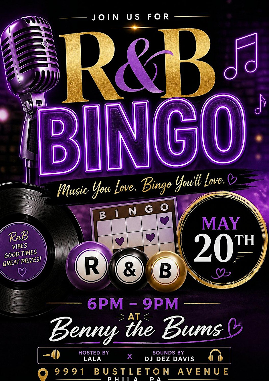 R&B Bingo at Benny The Bum's