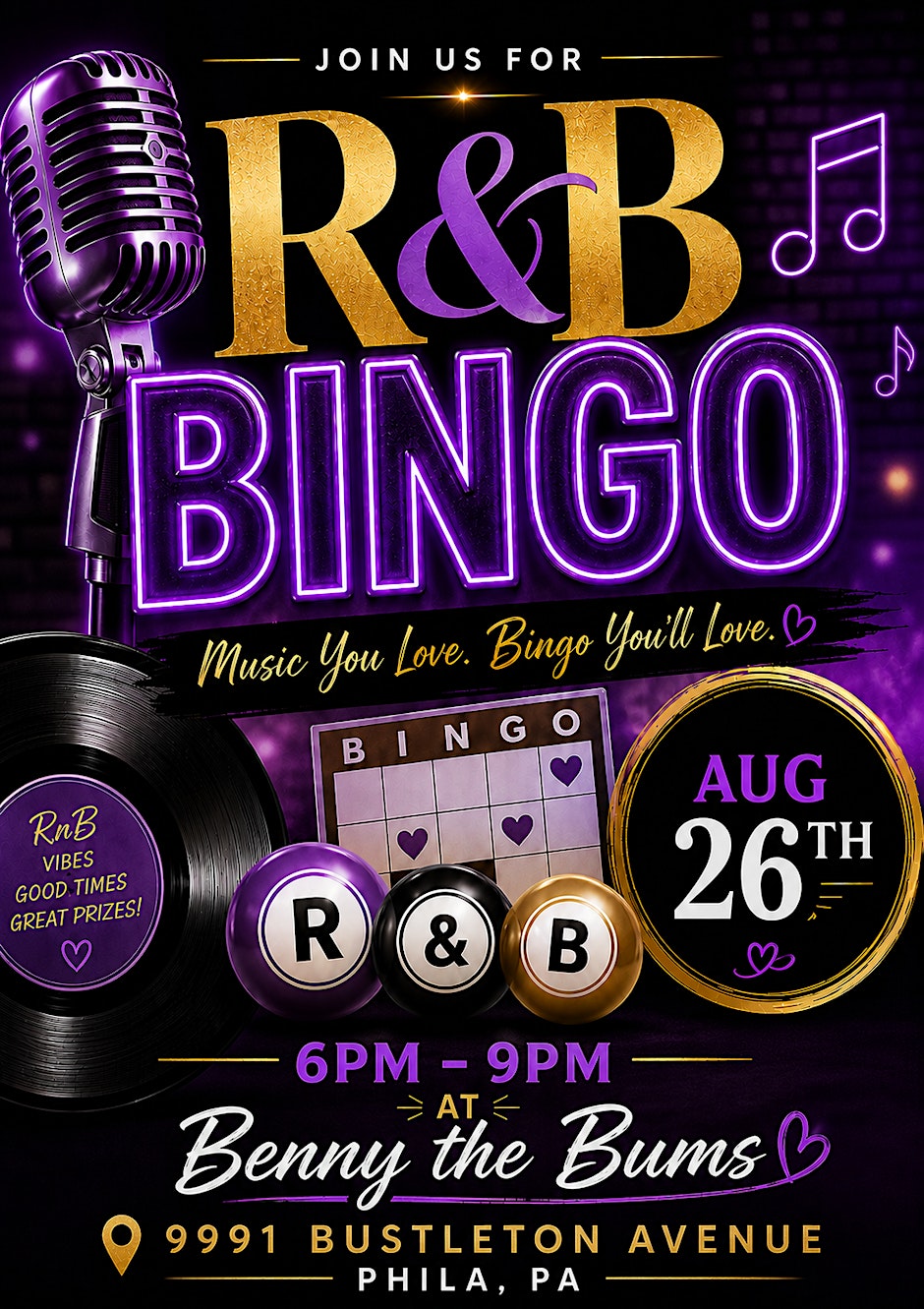 R&B Bingo at Benny The Bums