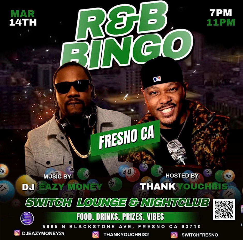 R&B BiNGO FRESNO! R&B Vs Trap Bingo 9/19/26 W/Comedian THANK YOU CHRIS