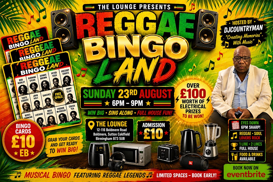 REGGAE BINGO LAND – Win Over £100 in Electrical Prizes!