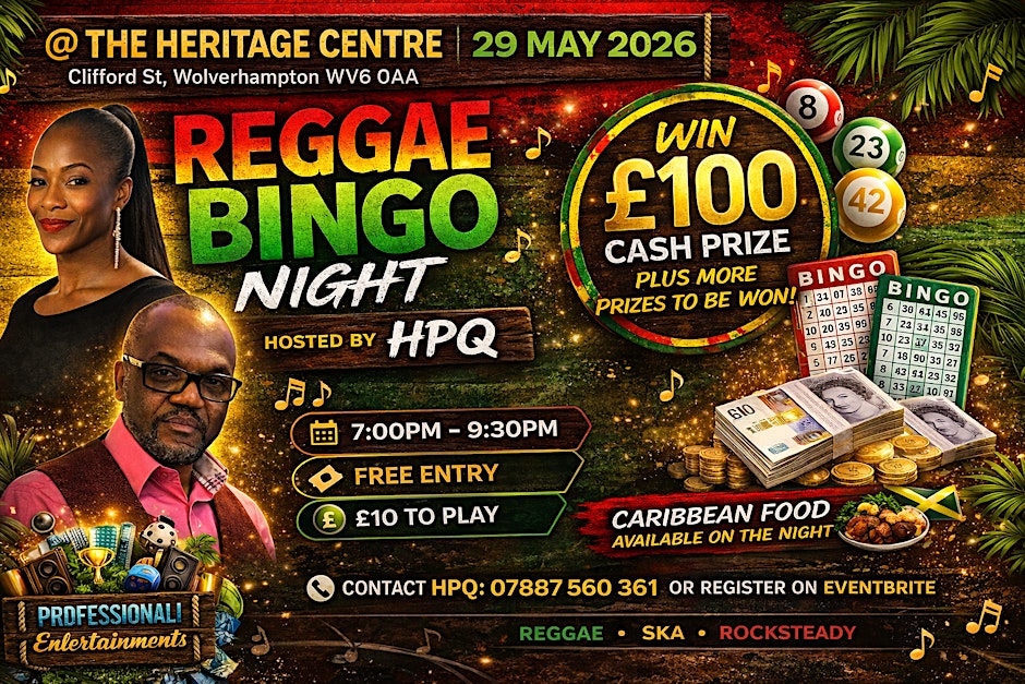 Reggae Bingo @the Heritage Centre 29th May 2026