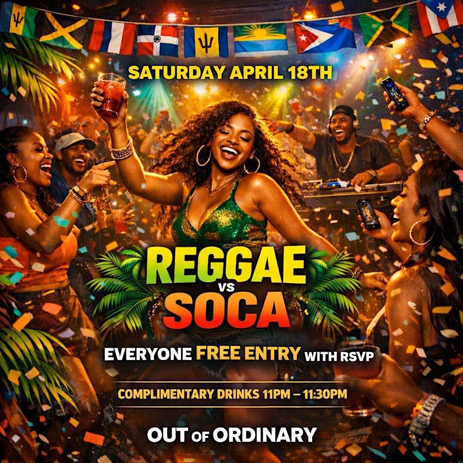 Reggae vs Soca Caribbean Party | Free Entry w/ RSVP + Drinks