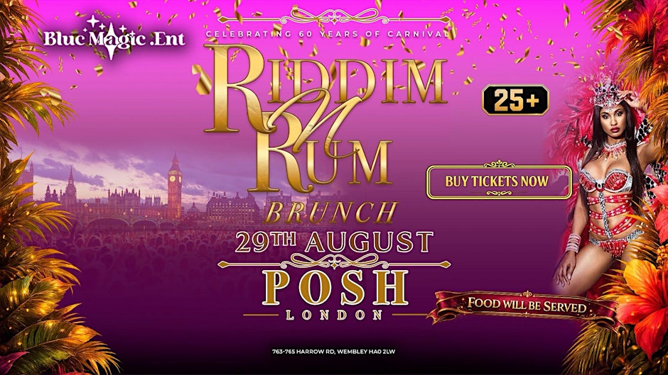 Riddim & Rum Brunch: Notting Hill Carnival 60th Birthday After Party