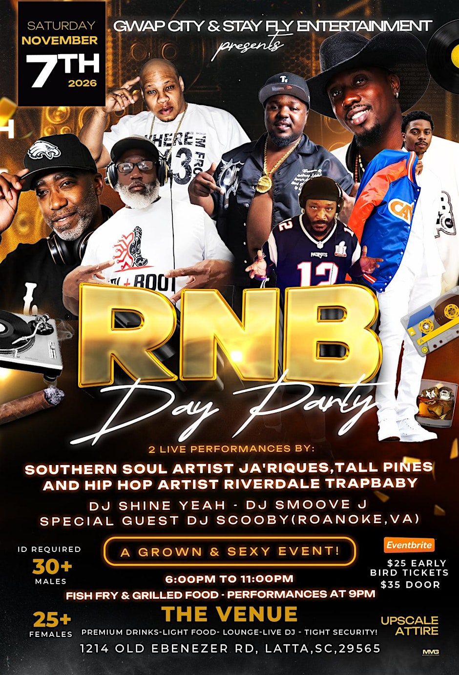 RNB Day Pay November 7, 2026 from 6pm  to 11pm with Performances at 9pm