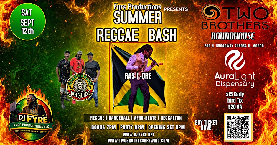 Summer Reggae Bash with Ras I Dre & Jah Guide Reggae Band & DJ Fyre
