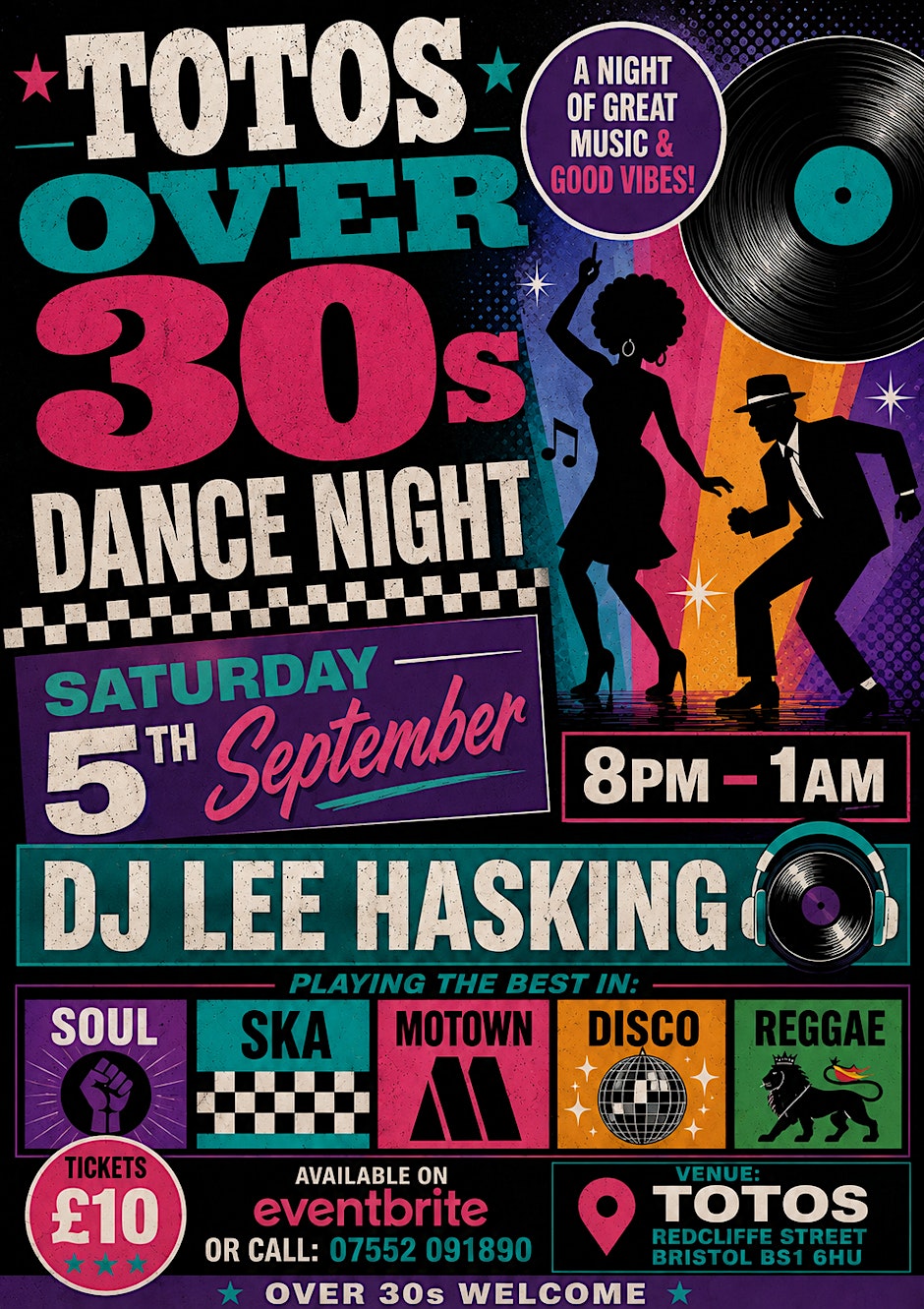 Totos Dj Lee Hasking over 30s event Motown ska disco northern soul reggae