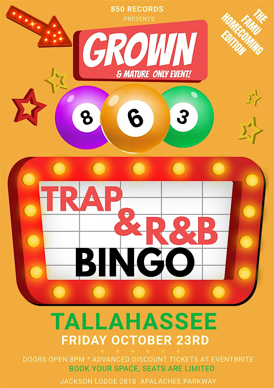 TRAP & R&B BINGO TALLAHASSEE FAMU HOMECOMING EDITION