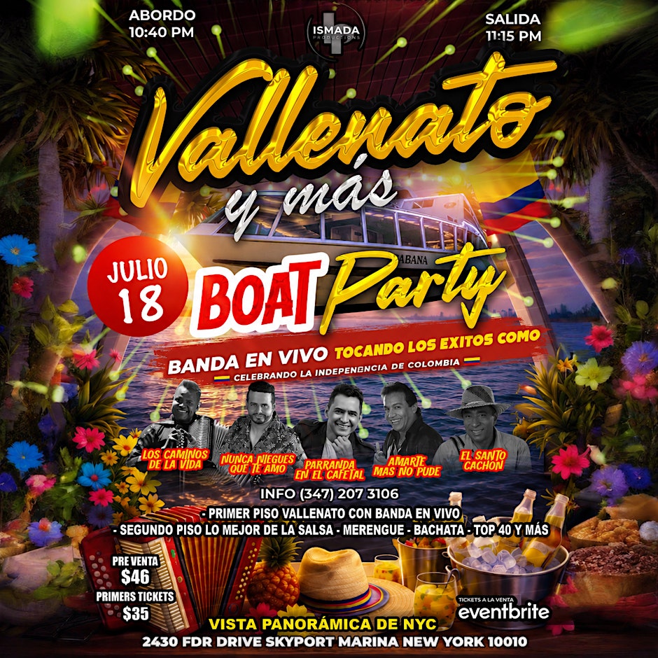 Vallenato Boat Party y mas | Celebrando la Independencia de Colombia
