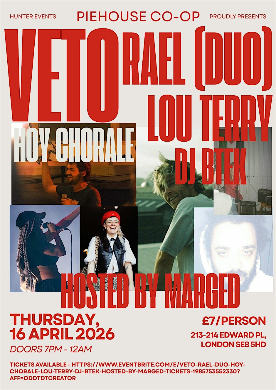 VETO | RAEL (DUO) | HOY CHORALE | LOU TERRY | DJ BTEK HOSTED BY MARGED